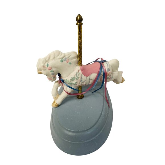 Hoopes  Carousel Horse Figurine Hoopes‎ With Floral Design & Blue Base Signed - Picture 4 of 6